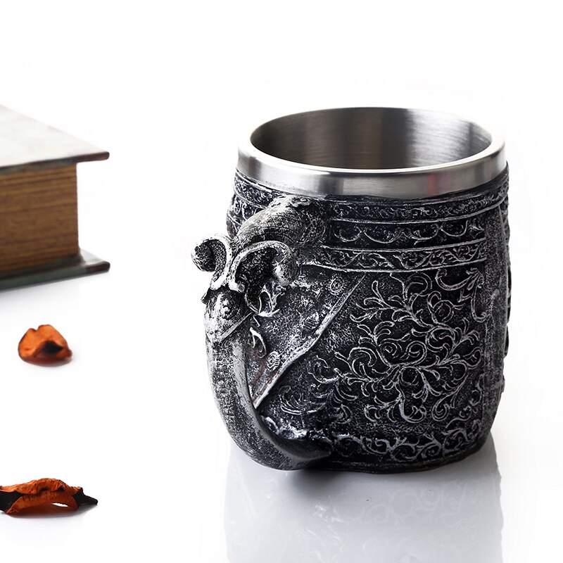 Viking Stainless Steel Skull Coffee Mug Viking Skull Beer Mugs for Men Boy Halloween Christmas