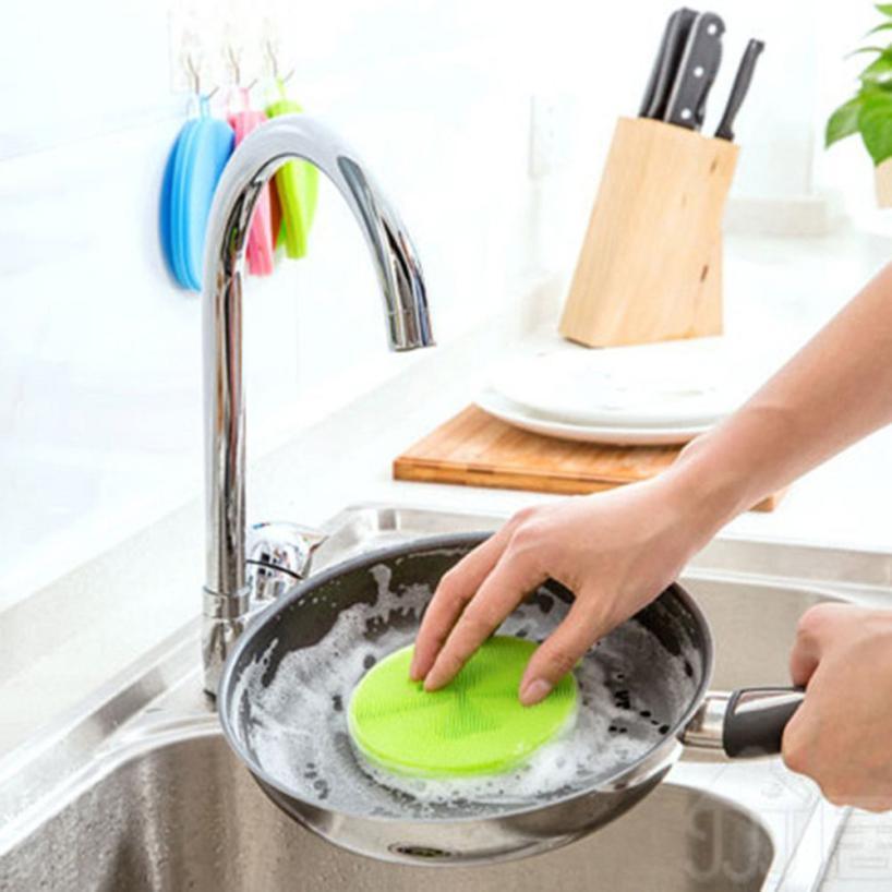 Silicone Dish Washing Sponge Scrubber Kitchen Cleaning antibacterial Tool Kitchen Housework Towel #823