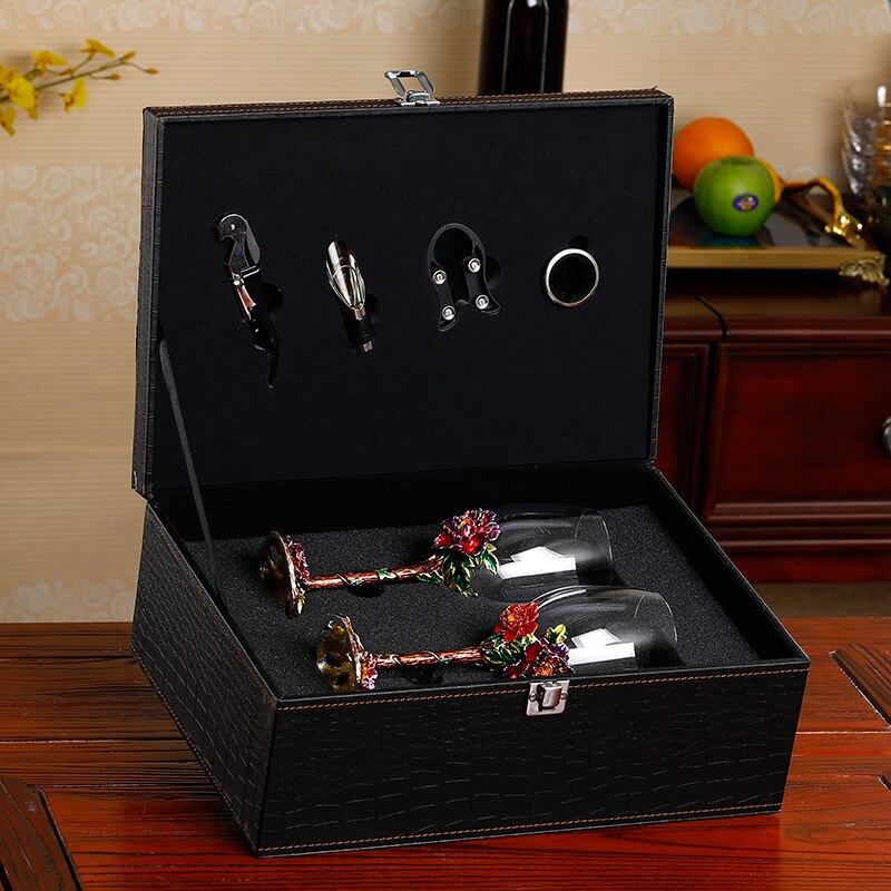 Vintage Enamel Wine Glass Crystal Cup Goblet Home Wine Glass Party Cocktail Cup Wedding