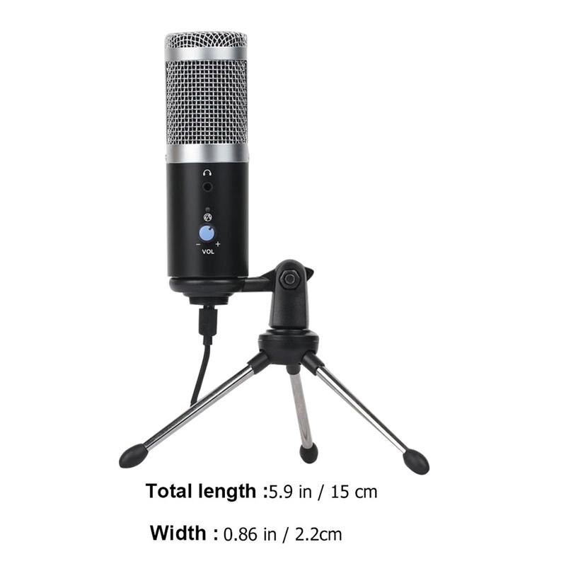 1 Set USB Microphone Computer Recording Condenser Mic Gaming Microphone