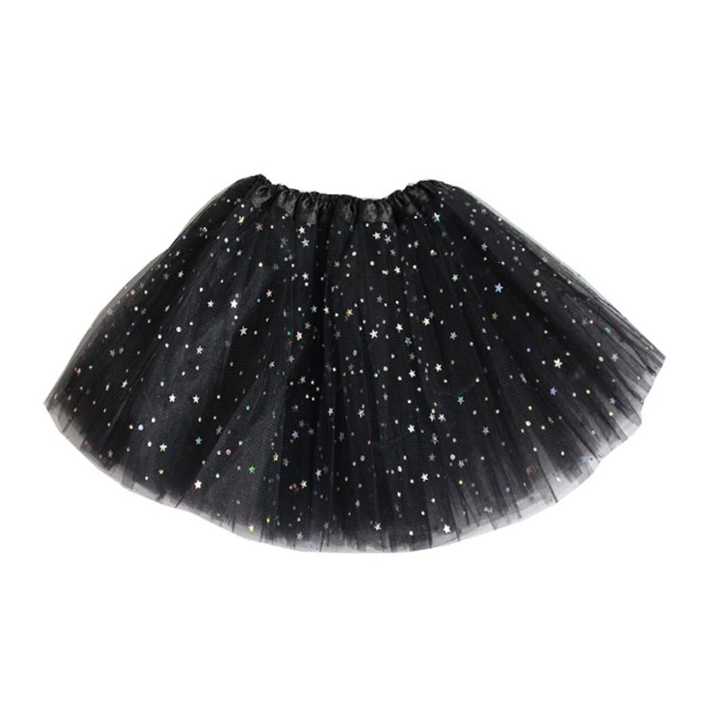 Toddler Baby Girls Tutu Party Dance Ballet Costume Dot Print Sequins Skirts: Black
