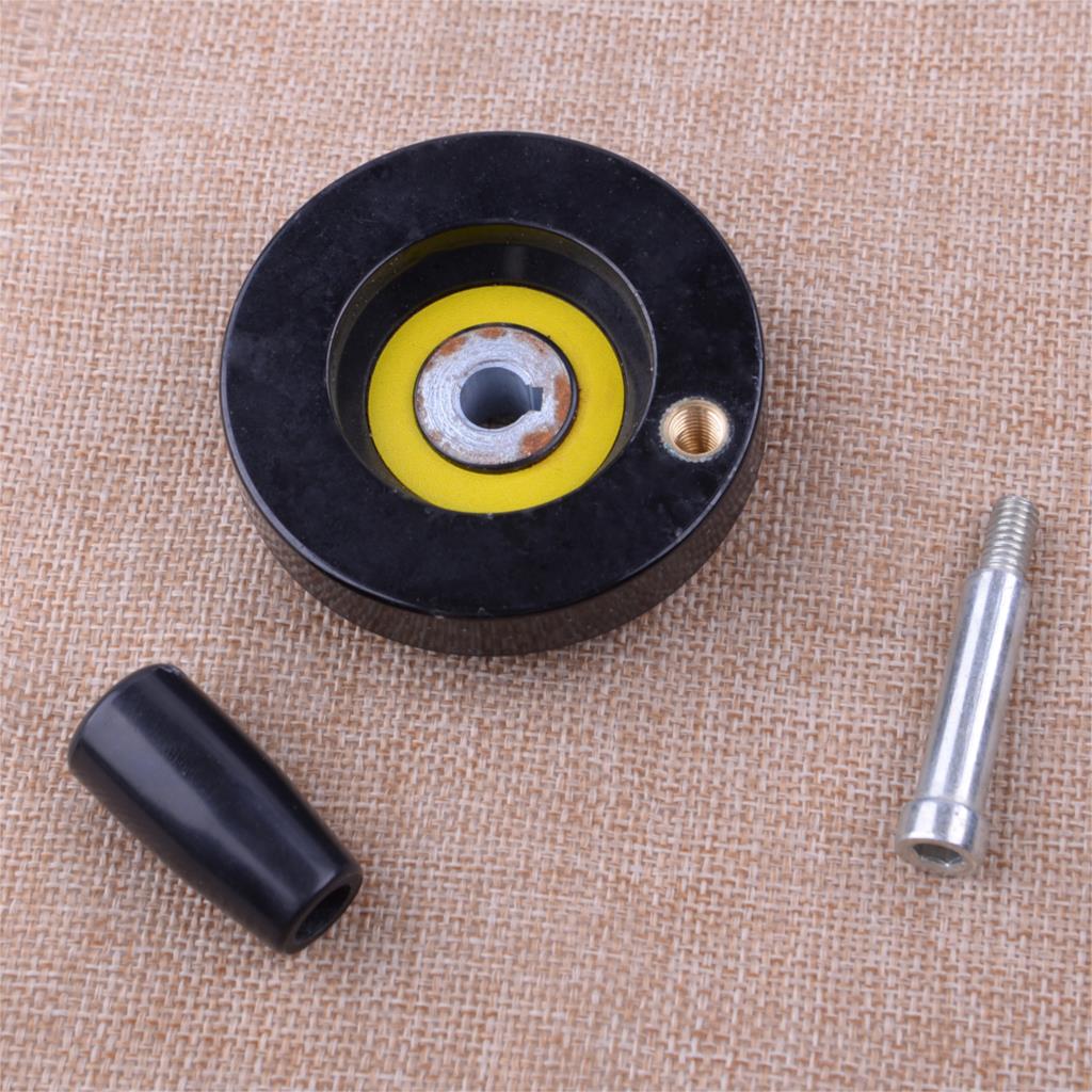 63mm M6 Black Lead Screw Rod Hand Wheel with Revolving Handle Grip for Lathe CNC Cranking Milling Machine