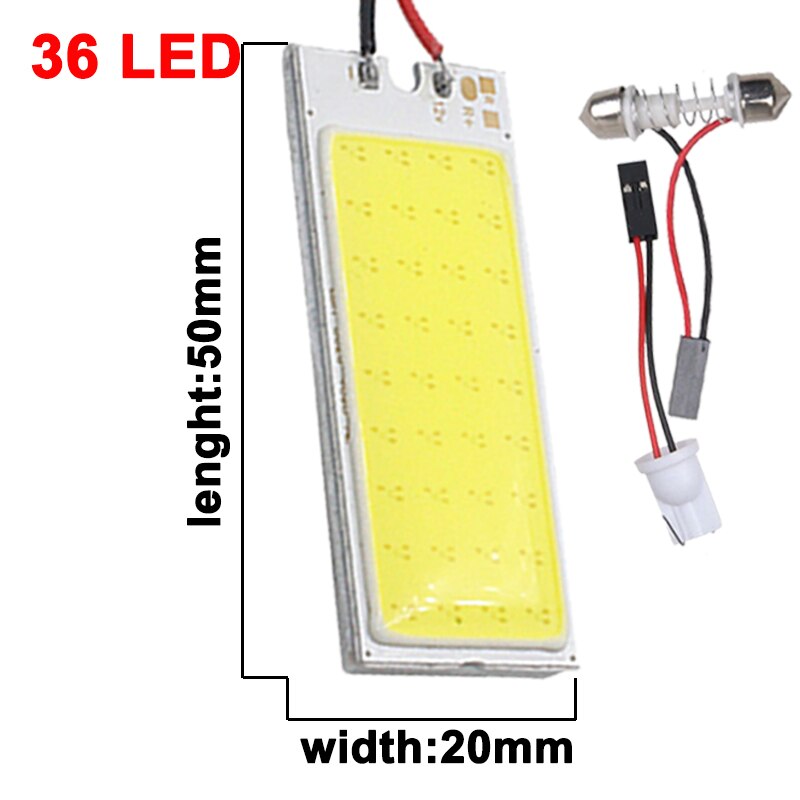 1x t10 w5w led cob pære  c5w c10w cob led festoon 31mm 36mm 39mm 42mm 12v super lyse hvid bil interiør kuppel læselys: 36 ledede