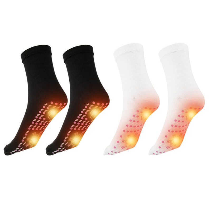 Calzini autoriscaldanti per donna uomo calzini riscaldati calzini in cotone termico per terapia magnetica con tormalina ai piedi scaldino da sci invernale: nero bianca