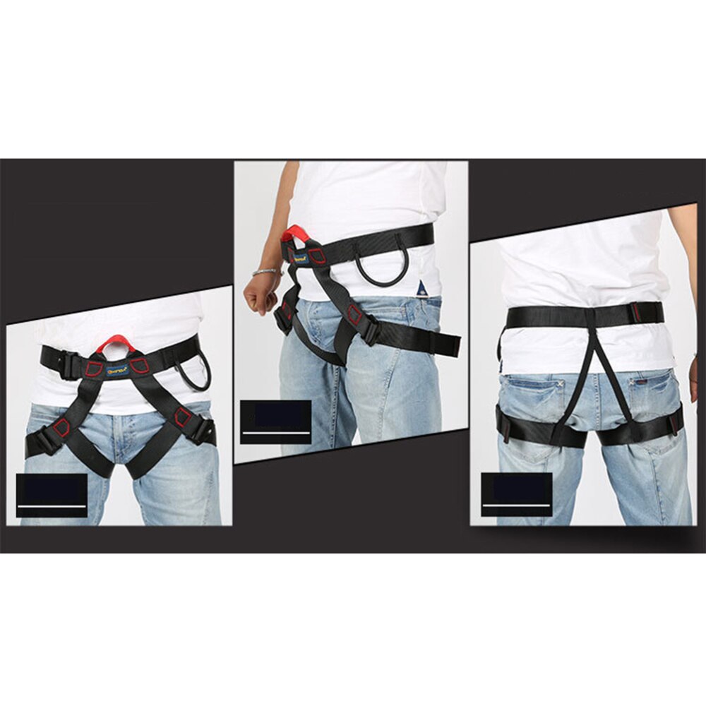 Outdoor Climbing Harness Protect Waist Safety Harness for Mountaineering Climbing Fire Rappelling Tree Climbing (Black