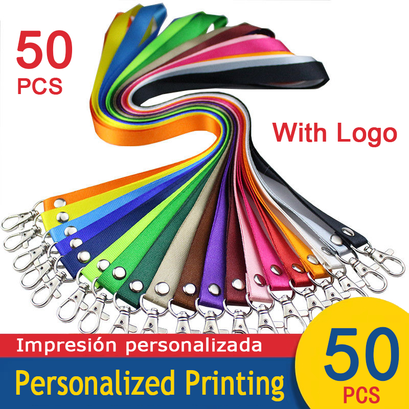 50 Stück/viel individuell bedrucktes Schlüsselband für Schlüssel, Logo, individuelles , Ausweishalter und Personelkarten, 1 Farbe, personalisierter Druck, Landyard