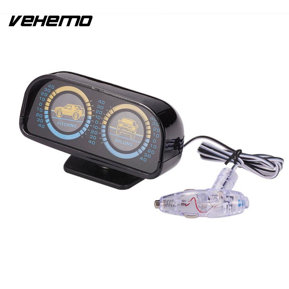 Vehemo Backlight 12V Vehicle Inclinometer Auto Inclinometer Slope Meter Car Inclinometer Compass Car Styling