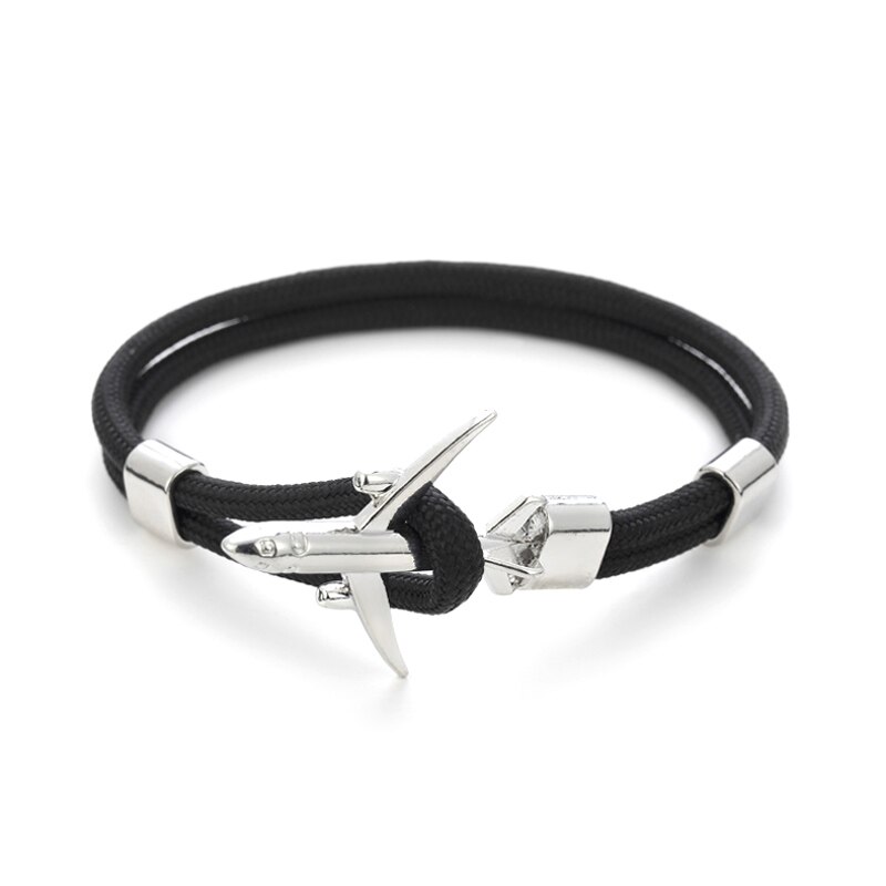 20 farben Silber Anker Armbänder Männer Frauen Charme Seil Kette Paar Armband Metall Flugzeug Leder Haken Homme Schmuck: FS-05