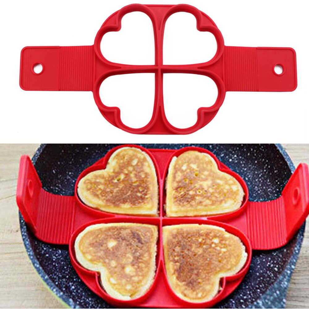 Æggemaskine form anti-stick pandekage form silikone omelet æg ring form værktøj mikrobølgeovne stegepander 4 hulrum  / 7 hulrum