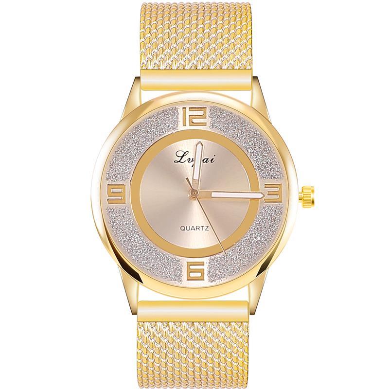 Relogio Feminino Zilver Minimalistische Horloge Aluminium Band Rvs Analoge Quartz Horloge Vrouwen Vrouwelijke Luxe Horloges: Gold