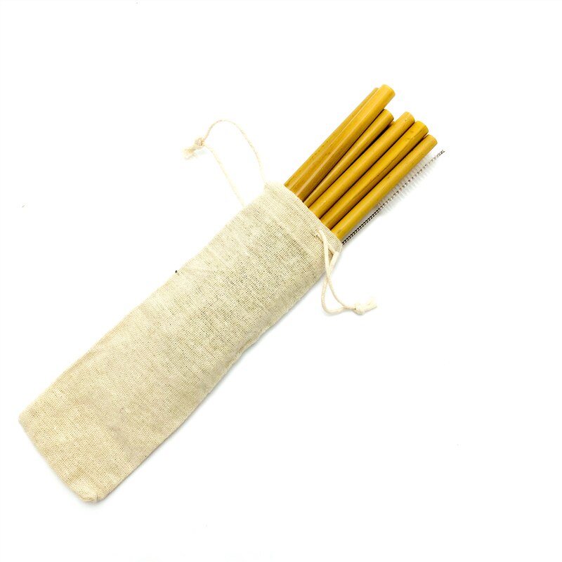 Natuurlijke Bamboe Rietje Biologisch Afbreekbaar Bamboe Rietjes Herbruikbare Stro Travelling Set Met Borstel Suikerriet Stro: 917 with cloth bag