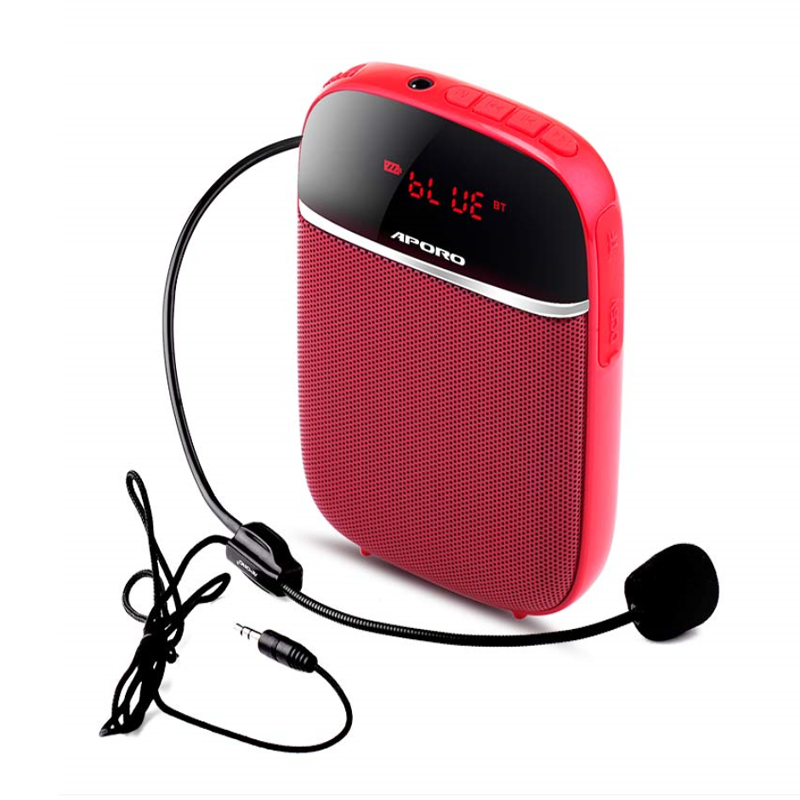 Amplificatore vocale da 10W mini portatile con musica amplificata del suono riproduzione di cuffie con microfono cablato e cintura per aula