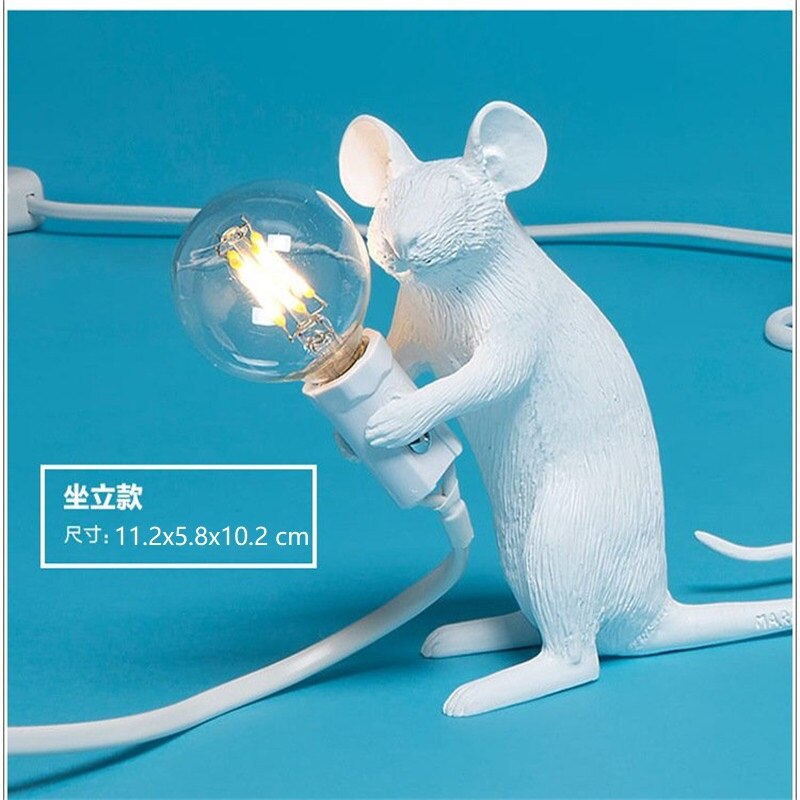 Seletti moderne harpiks mus bordlampe led  e12 mus bordlamper skrivebord nordisk barnerom dekor led nattlys eu/au/us/uk plug: Hvitt sitte