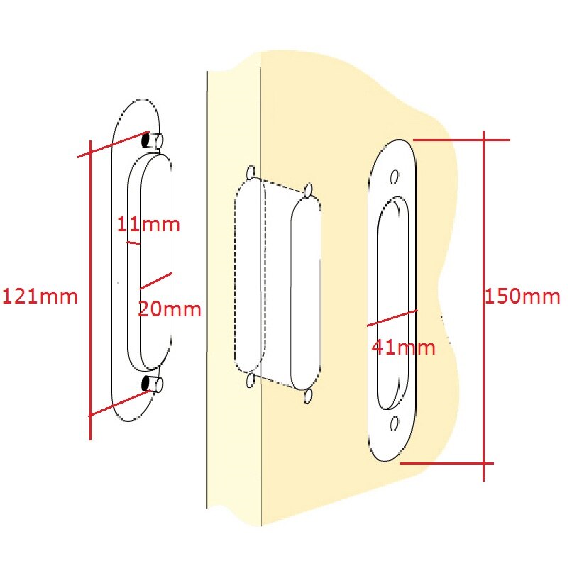 Double Side Zinc Kitchen Cupboard Furniture Cabinet Sliding Door Recessed Pull Built-in Flush Door Thickness: 39-45MM