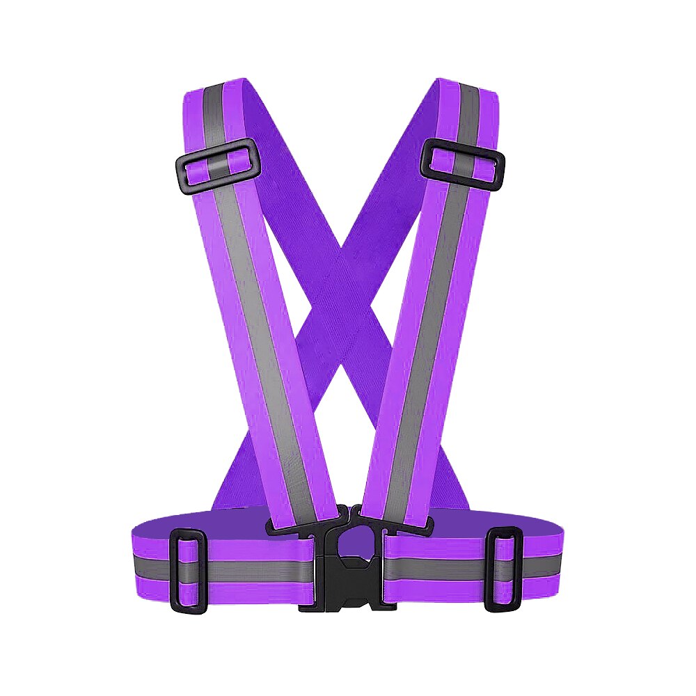 Zuja Elastische Reflecterende Kleding Outdoor Veiligheid Vest Nacht Fietsen Hoge Zichtbaarheid Riem Armband Heren Overall Werkkleding: Purple