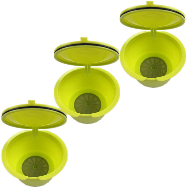 3 stk/pakning bruk 150 ganger dolce velbehag kaffekopp kapsel plastkapsel gjenfyllbar gjenbrukbar kompatibel med nescafe dolce velbehag: Grønn