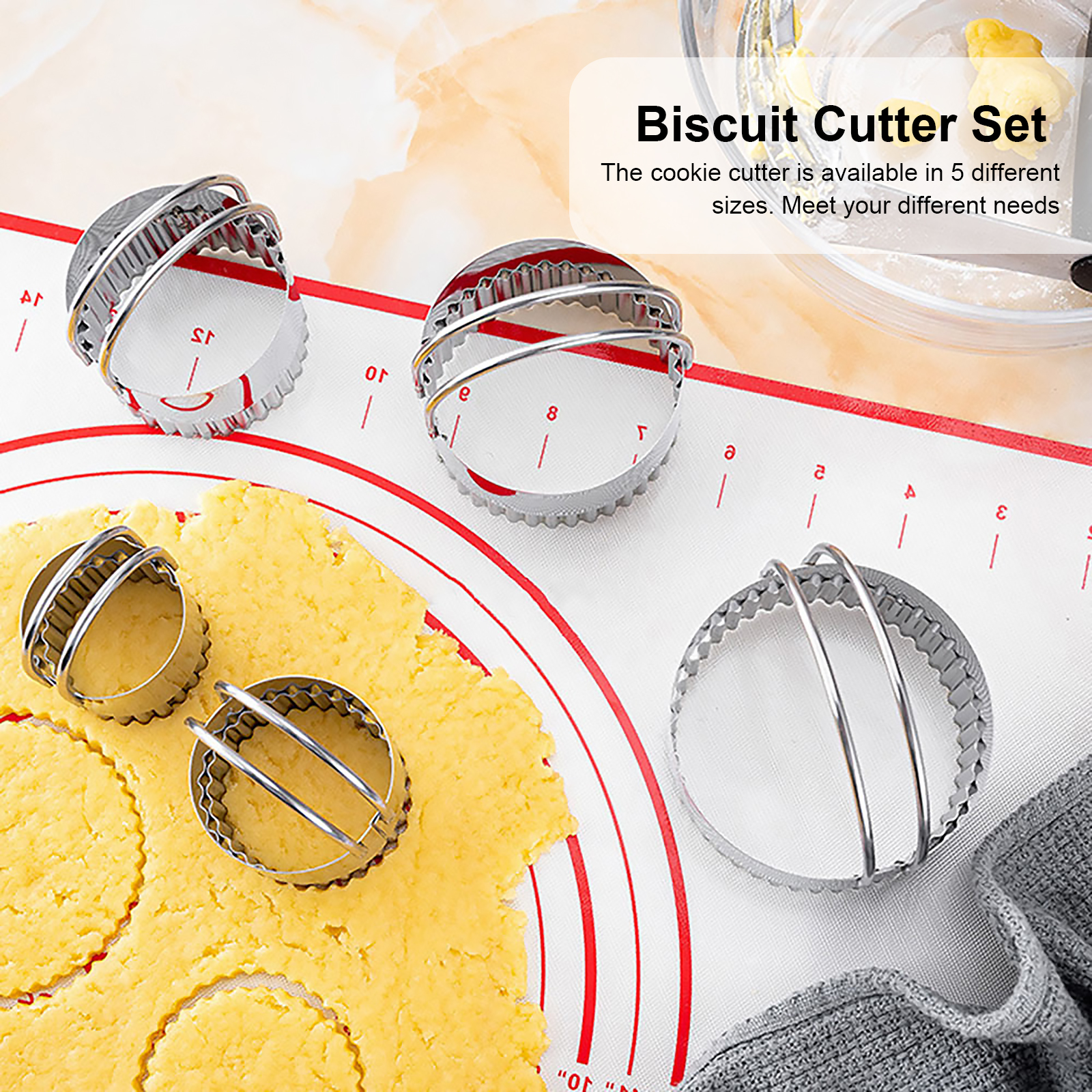 5 Pcs Biscuit Cutter Set Stainless Steel Cake Embossed Molds Cookies Cutter Molds Baking Tools Pastry and Baker Accessories