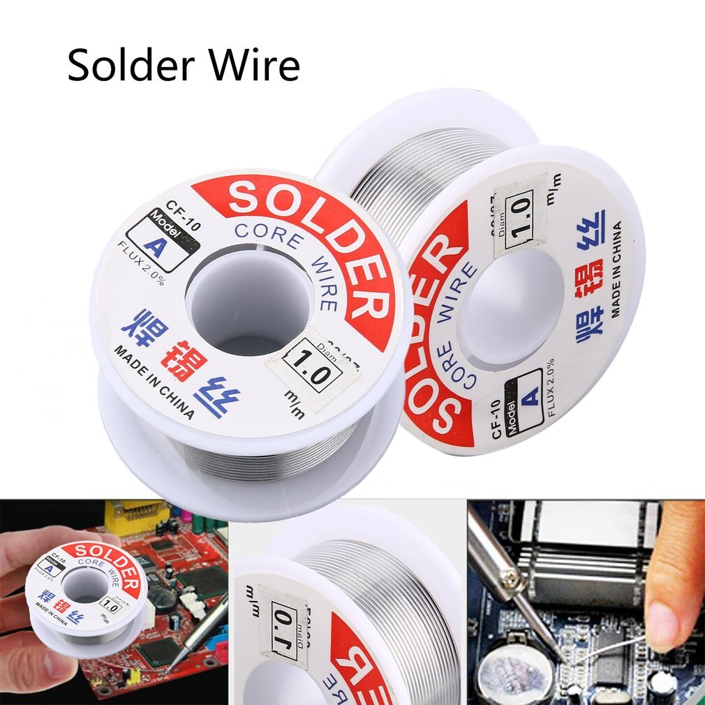 1.0/1.2mm 2% Flux Tin Lead Rosin Roll Core Silver Solder Wire Welding Soldering Repairing Tool Reel Melt Kit Electric Melting