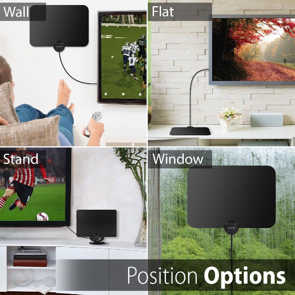 TWISTER.CK Ultra Thin Flat Indoor HDTV Amplified HD TV Signal Antenna 16FT Coax 300 Miles