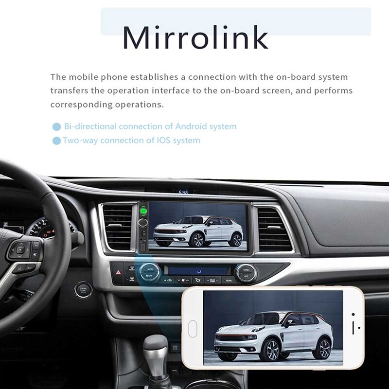 DC 12V Auto Radio 7023B Car Multimedia Player 2 Din 7inch HD Touch-Screen MP5 Player Stereo Support Rear View Camera Mirrorlink