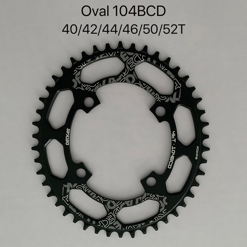 Deckas-plato ovalado BCD 104, platos y bielas de bicicleta de 40/42/44/46/48/50T de ancho y estrecho, 52 dientes, bandeja única, corona de estrellas para bicicleta de montaña