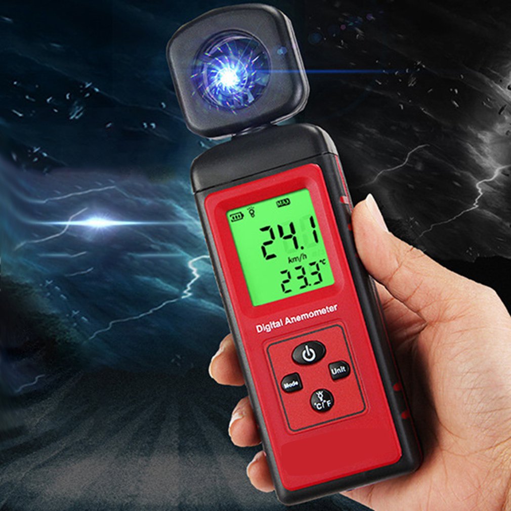 Digitale Anemometer Thermometer Draagbare Wind Air Gauge Meter Windmeter Meten Temperatuur Tester