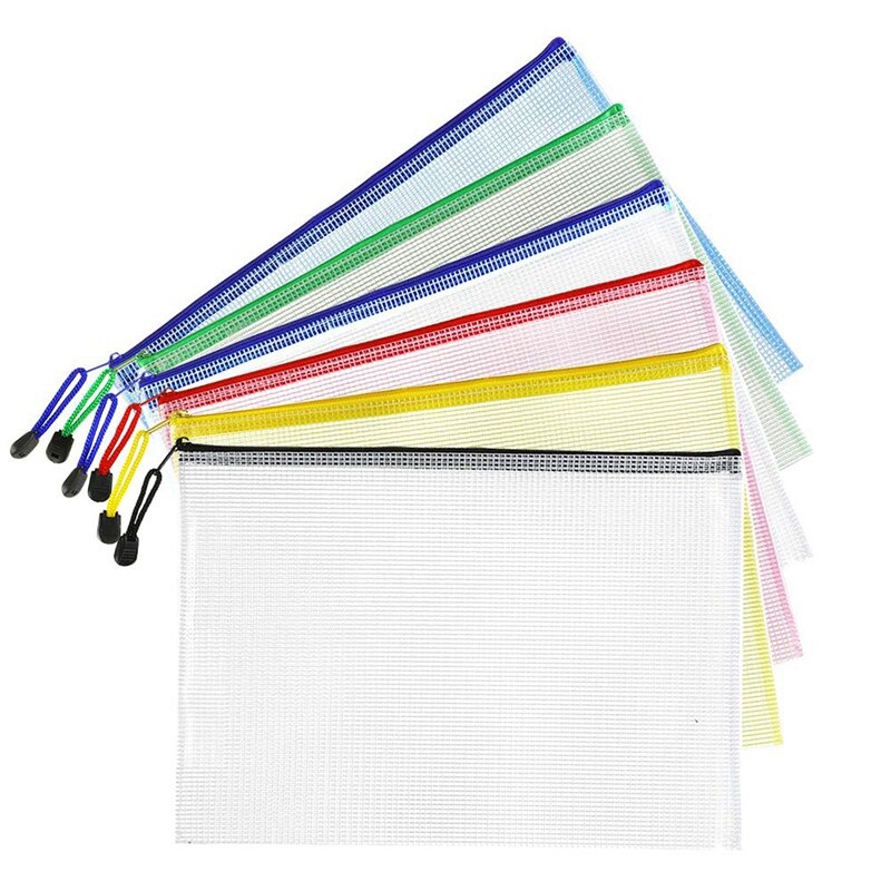 18Pcs Plastic Mesh Zip Document Holder, Letter Size Waterproof Document Pouch for School Office Supplies, Arts & Crafts Organizi