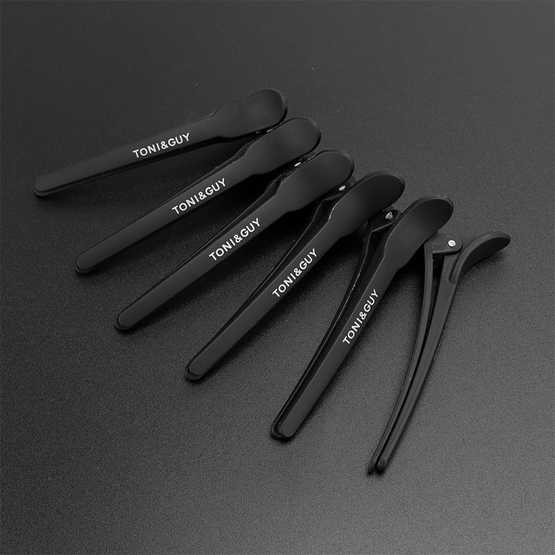 12 Uds. Pinzas para el cabello de peluquería, pinzas para el cabello de cocodrilo, pinzas antideslizantes de plástico negro, herramientas de estilismo para el cuidado del cabello de salón
