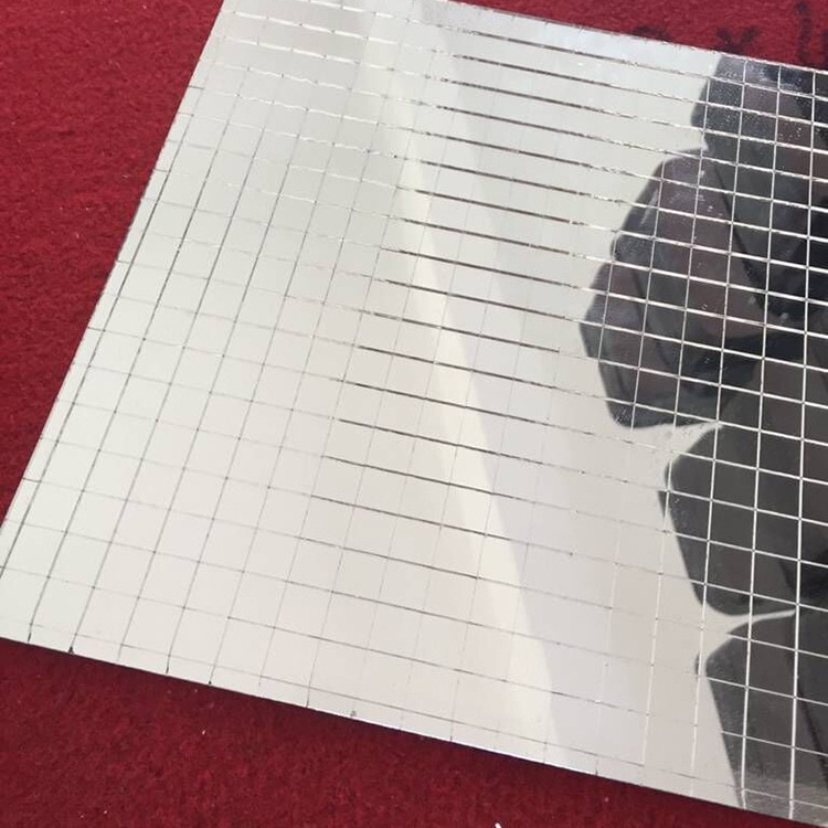 Glas mosaik flise, mini firkantet glas mosaik spejl plade ægte glas selvklæbende, sølv glas håndværk