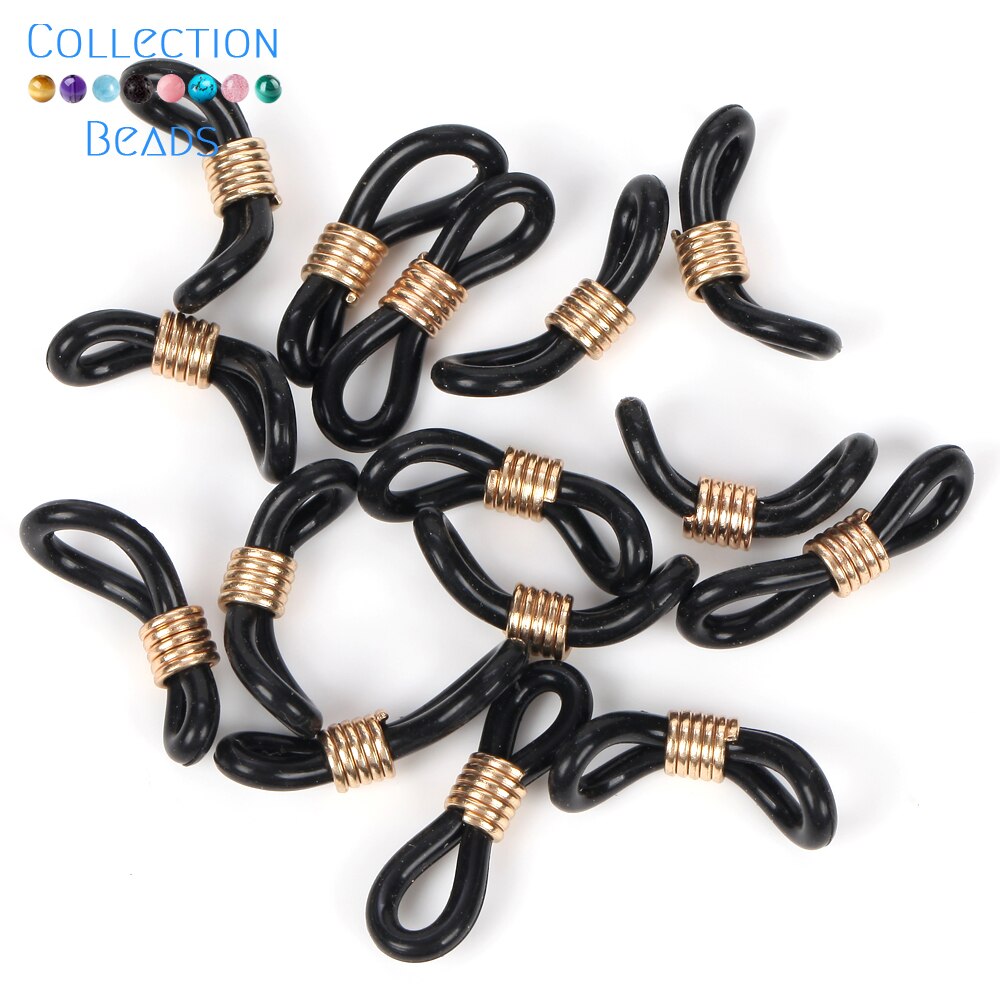 20 Stuks Oorhaak Glazen Ketting Rubberen Ring Bril Keten Bril Retainer Uiteinden Touw Zonnebril Koord Houder Riem Retainer End: green