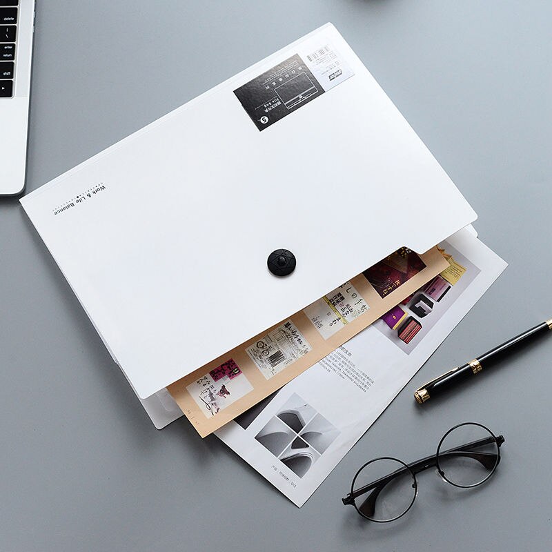 Multi-layer 8/12 Into Filing Products Information Papers Buckle Black and White File Storage 5 Into Folder Holder Organizer