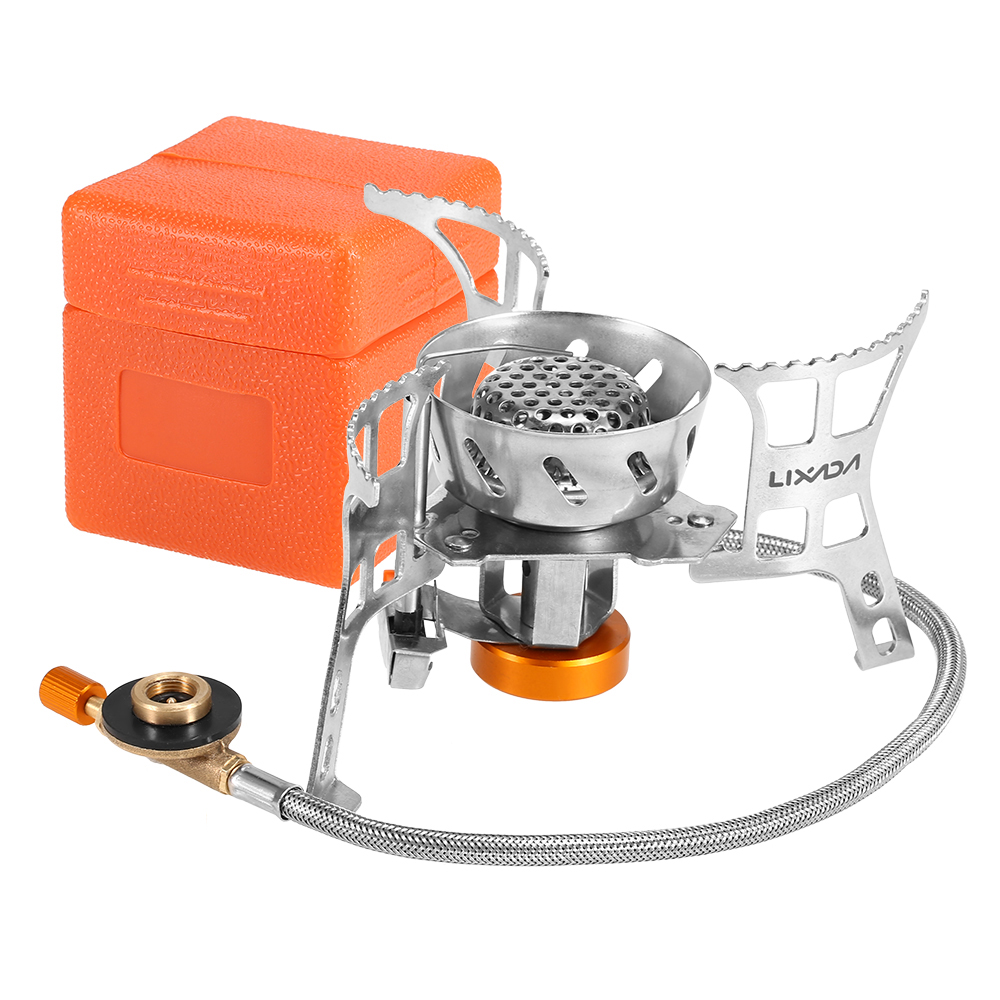 Portable Windproof Camping Gas Stove Outdoor Cooking Stove Foldable Split Burner with Gas Conversion Head Adapter: Stove only