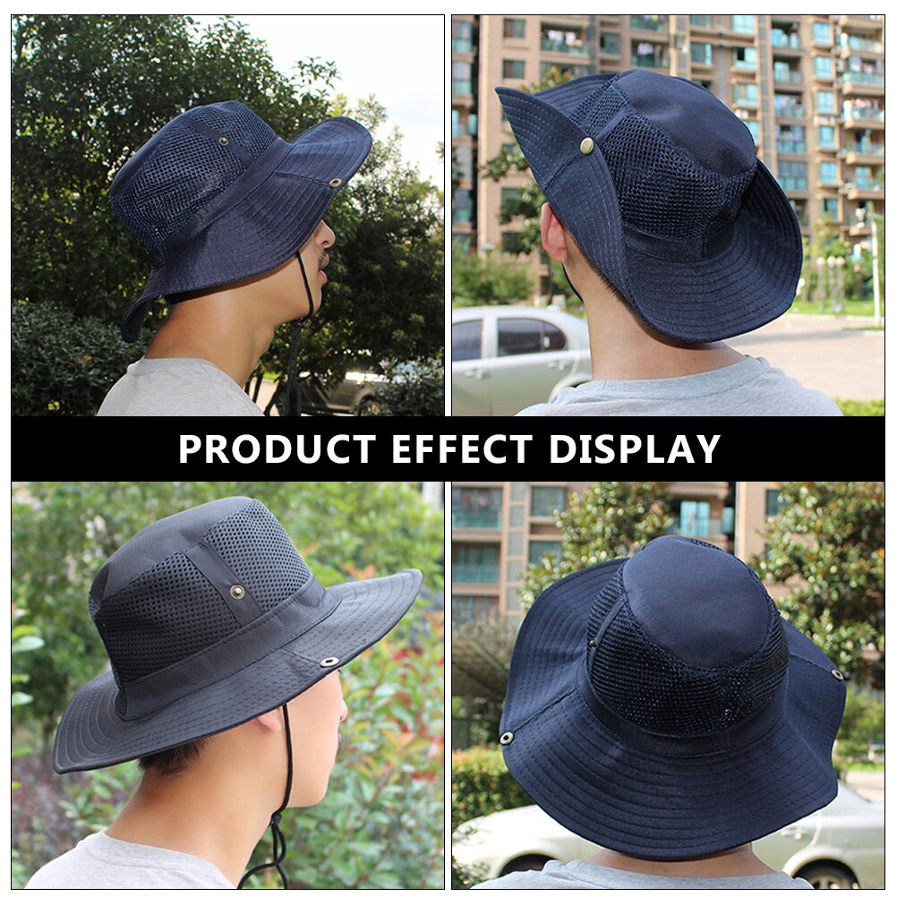 Mesh Fisherman Hat Summer Simple Bucket Hat Large Brim UV Sun Hat