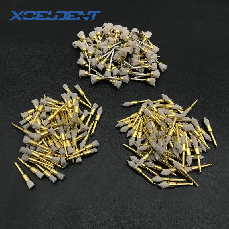 Cepillo de pulido Dental, pestillo de nailon de carburo de silicio, pulidor plano, cepillos de proofia, cerdas, Material de odontología, 50 Uds.