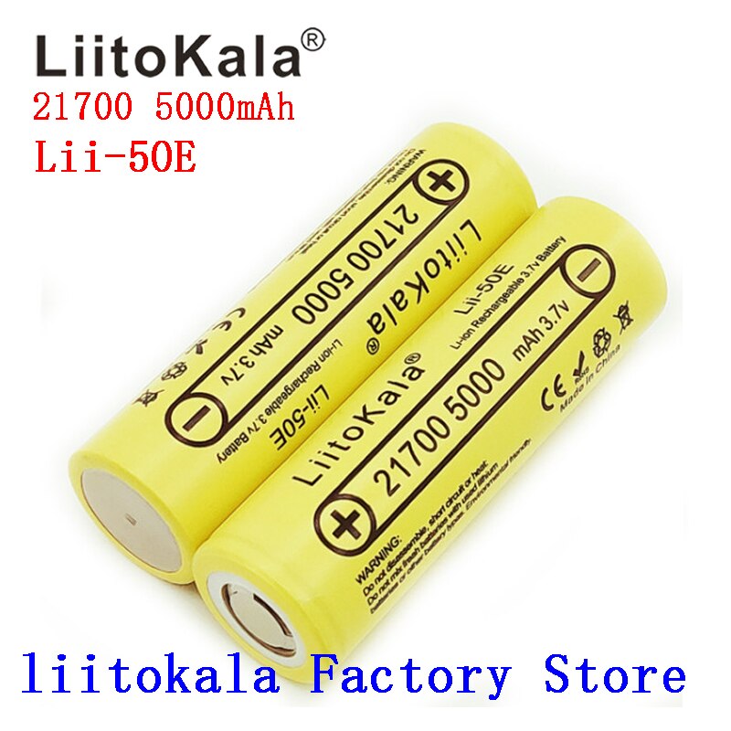 Liitokala Lii-50E 21700 5000 Mah Oplaadbare Batterij 3.7V 5C Ontlading High Power Batterijen Voor High-Power Apparaten