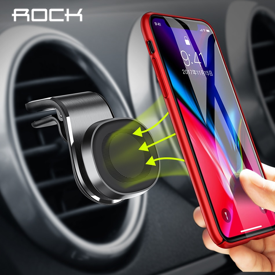 Rock Magnetische Auto Telefoon Houder 360 Graden Rotatie Air Vent Mount Mobiele Telefoon Stand Beugel Voor Iphone 11 X Samsung s9 Xiaomi
