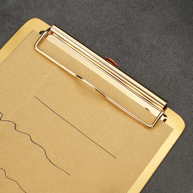 Gold Metal A5 B5 A4 Clipboard Office Desk Ins Paper Folder Sketch Board Office Conference Cardboard File Memo Writing Pad