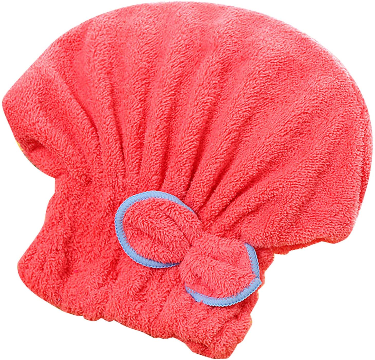 Bonnet de séchage de cheveux en microfibre pour filles et femmes, Turban absorbant à séchage rapide pour sécher les cheveux bouclés, bonnet de douche avec serviettes enveloppantes: Rose red