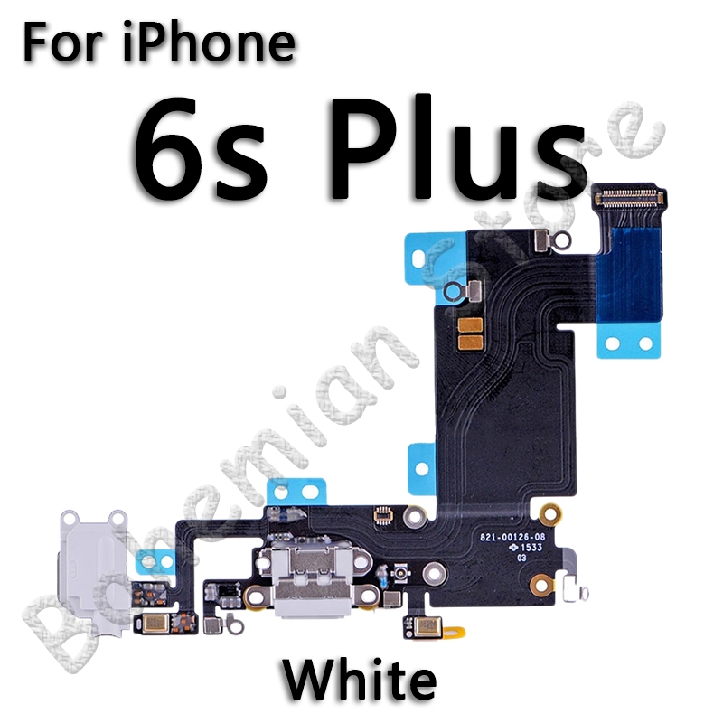 Usb port dock oplader flex til iphone 6 6s plus 7 5 5s se dock ladestik med mikrofon mobiltelefon flex kabel: 6s plus hvid