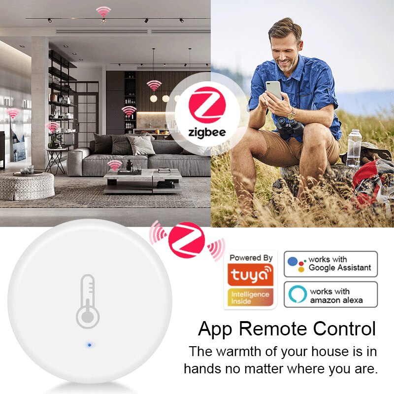 Tuya/SmartLife ZigBee3.0 Temperature And Humidity Sensor Smart Home Security Control Via Zigbee Hub Works With Alexa Google Home