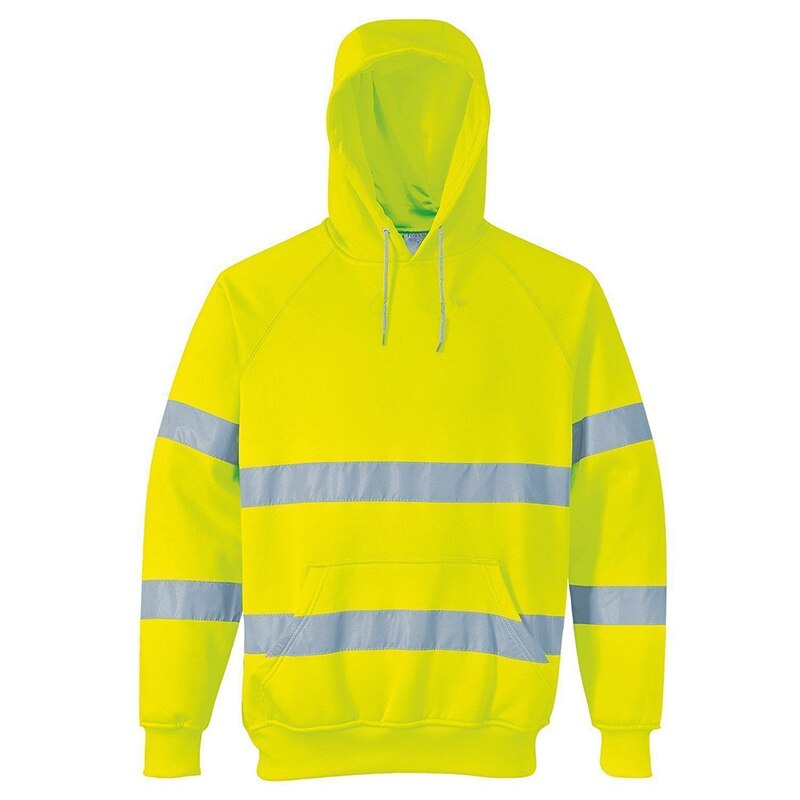 Men's High Visibility Safety Hooded Reflective Hoodies Workwear Pullover Fleece With Reflective Tripes Workwear Sweatshirts Male