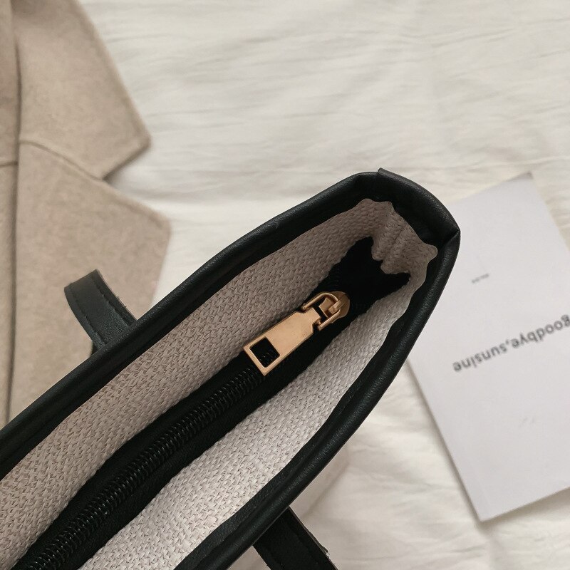 Women's Canvas Bag Korean Style Trendy Versatile Large Capacity Handbag Leisure Artistic Student Shoulder Tote Bag