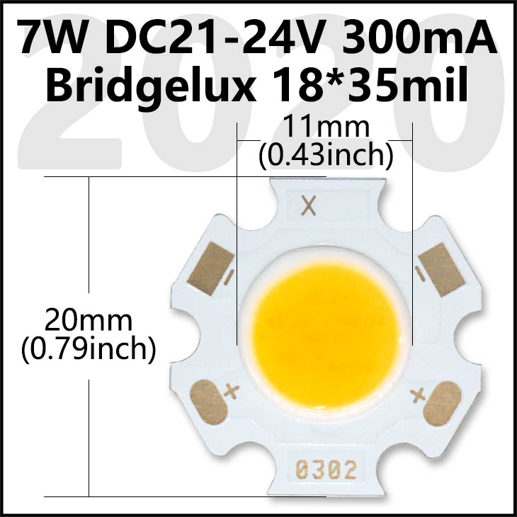 Bridgelux COB LED Chip 3W 5W 7W 10W 20W 30W 40W Diodo emisor de luz Módulo LED Matrix 1313 2828 1919 para bombillas empotrables