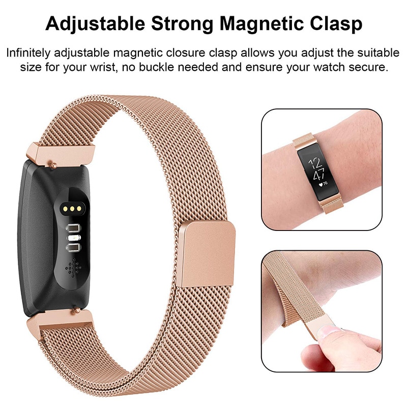 Universaali milanese kellon ranneke ruostumattomasta teräksestä kellon hihnan vaihtorannekkeen kellon ranneke fitbit inspire hr heart -älykellolle