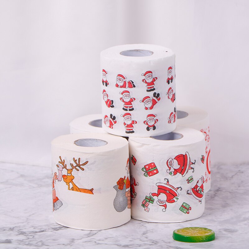 1pc Christmas Table Napkin Home Santa Claus Bath Toilet Roll Paper Xmas Decor Tissue