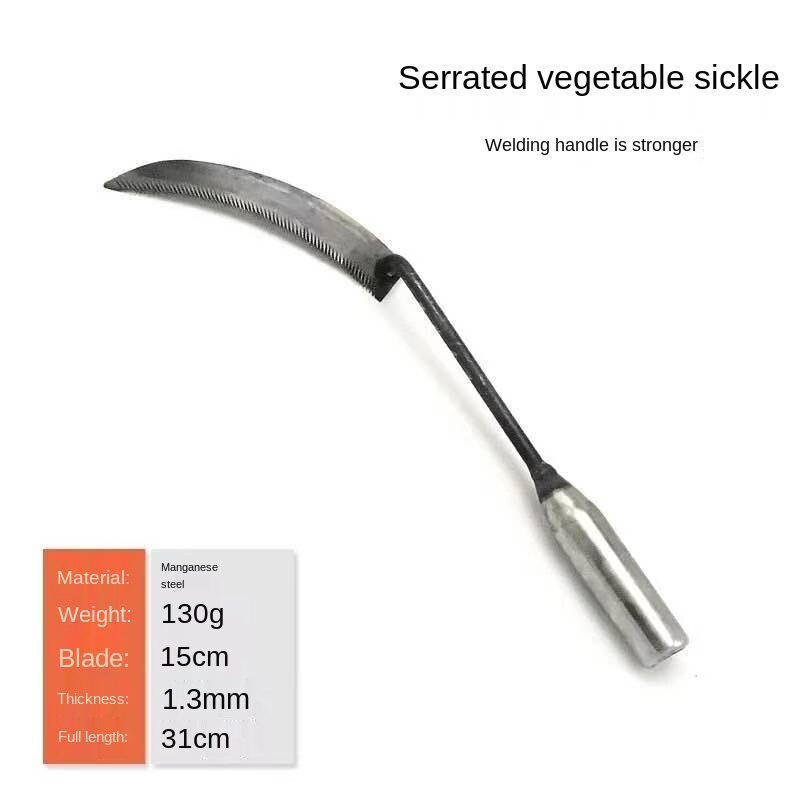 Hoz de acero al manganeso para cultivo agrícola, herramienta de remolque de mango corto y exterior de larga distancia, para trigo, arroz vegetales y agua seca: I