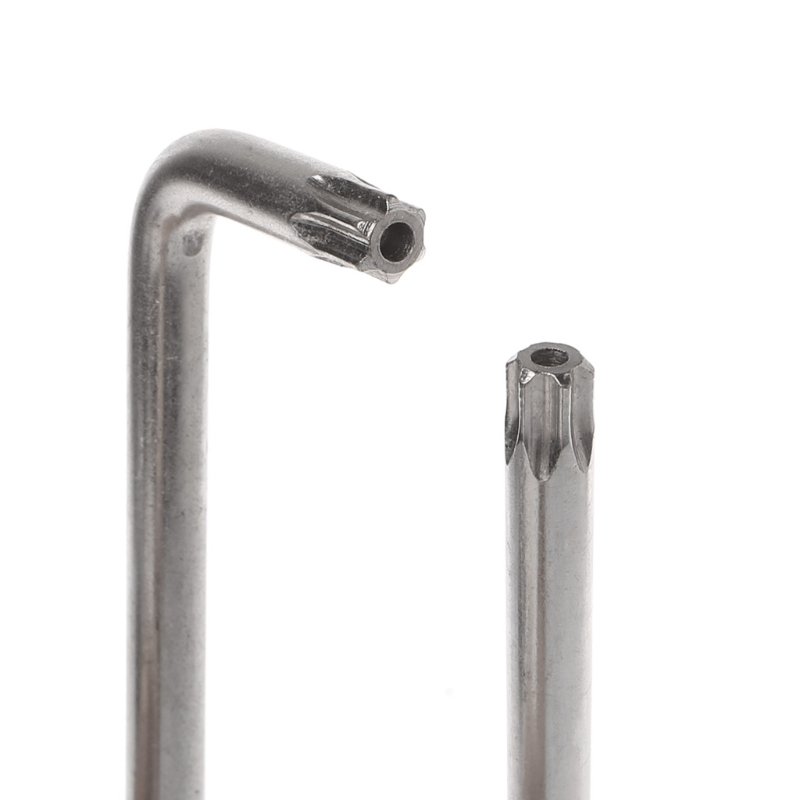 9PCS L-shape Hex key Set Torx Star Hex Wrench Tool Set with Holes Hardware Tool Kit - Silver + Black Clip T6,T7,T8,T9,T10,T15,T2