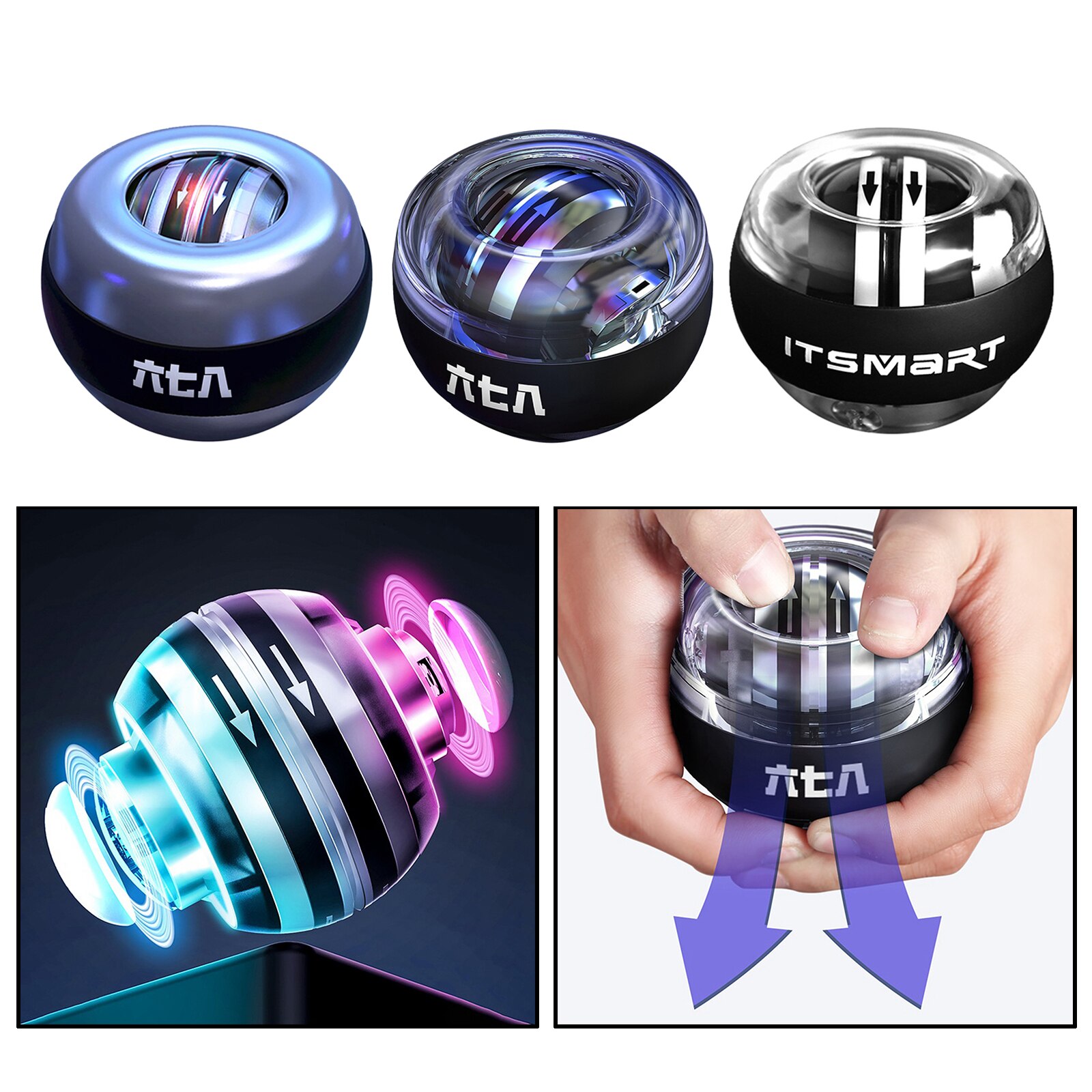 Wrist Trainer Exercises Forearm Strengthener Push/Auto-Start Ball