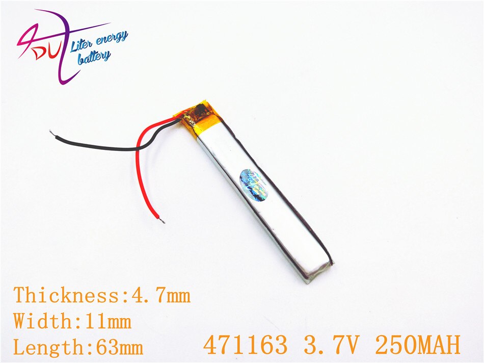 3,7 V, 250mAH 471163 501165 PLIB; polímero de iones de litio/batería de iones de litio para GPS, mp3, mp4, mp5, dvd, bluetooth, modelo de juguete