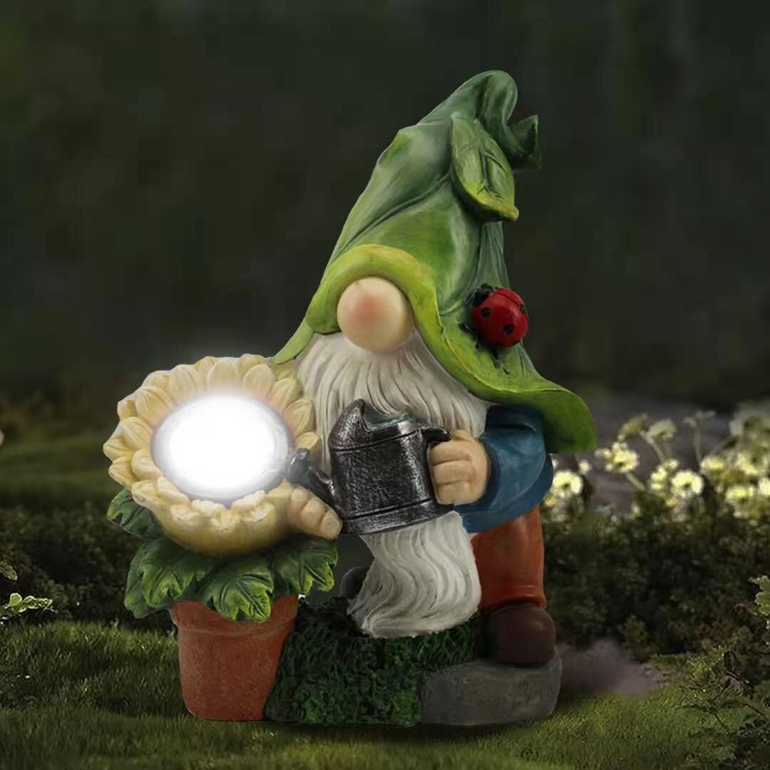 40# Dwarf Resin Ornament Garden Dwarf Statue With Solar Led Light Paques Garden Decoration Outdoor Sculptures Пасхальный Декор: I
